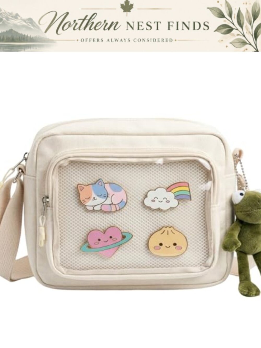 Small Ita Messenger Bag Crossbody Purse Transparent Pins Display Kawaii